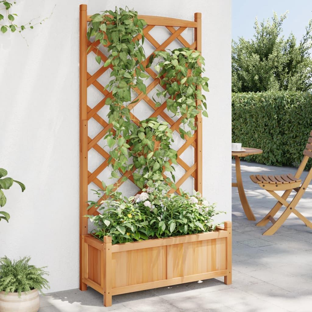 Planter with Trellis Brown 75 x 35 x 150 cm Solid Wood Fir