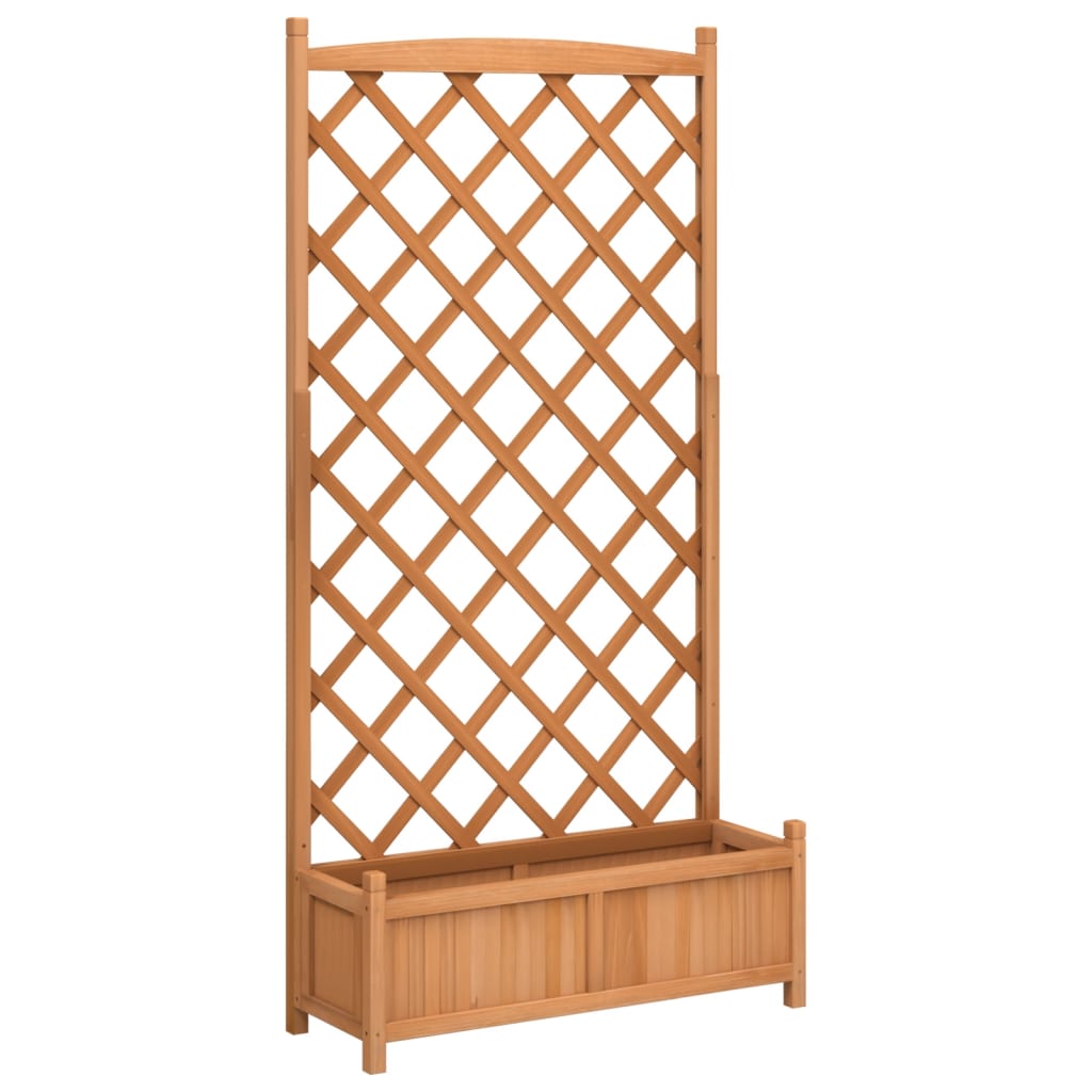 Planter with Trellis Brown 90x35x180 cm Solid Wood Fir