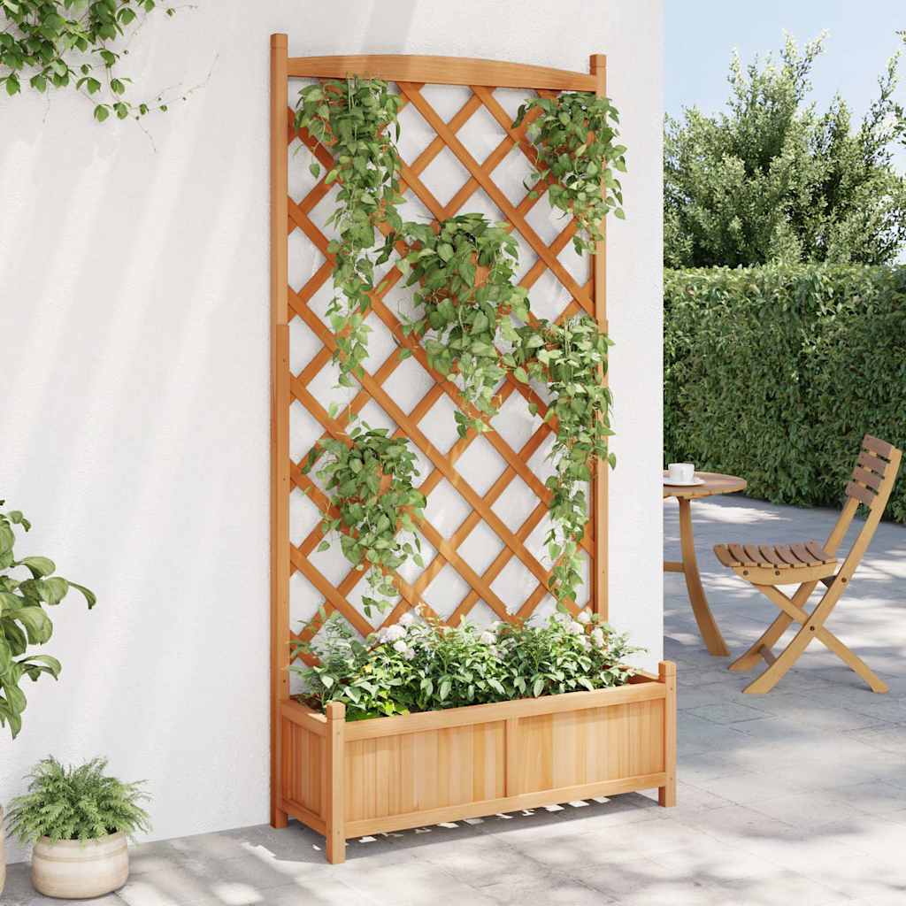 Planter with Trellis Brown 90x35x180 cm Solid Wood Fir