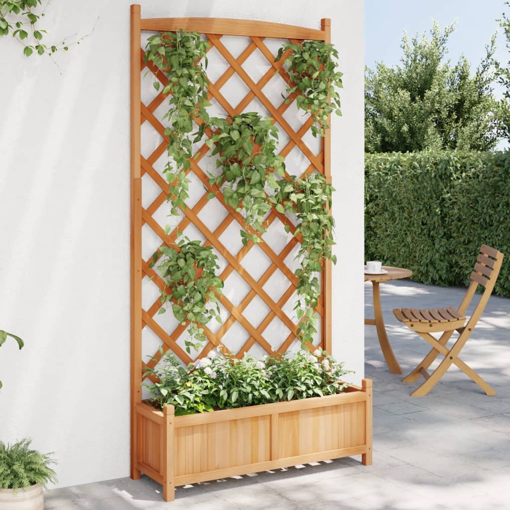 Planter with Trellis Brown 90x35x180 cm Solid Wood Fir