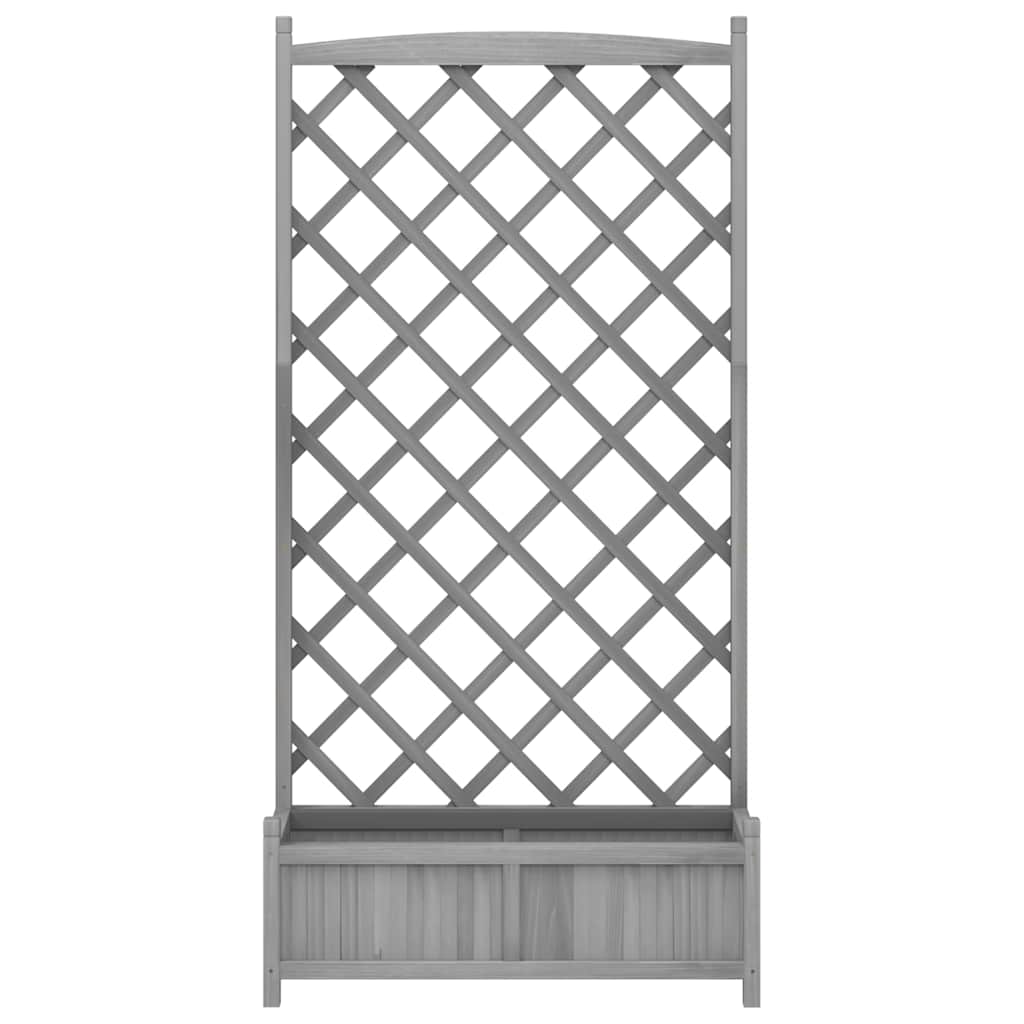 Planter with Trellis Grey 90x35x180 cm Solid Wood Fir