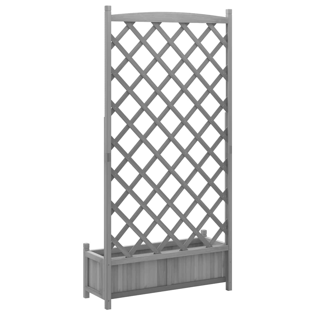 Planter with Trellis Grey 90x35x180 cm Solid Wood Fir