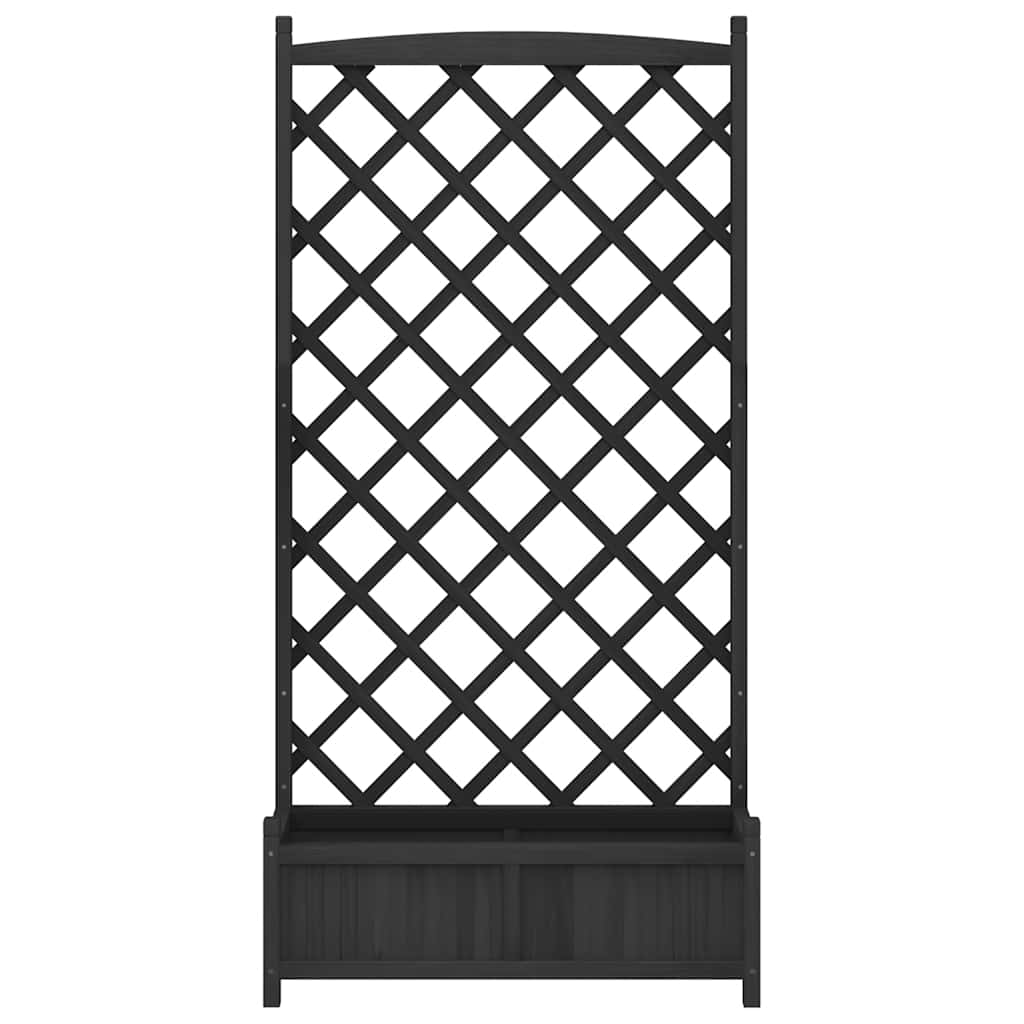 Planter with Trellis Black Solid Wood Fir