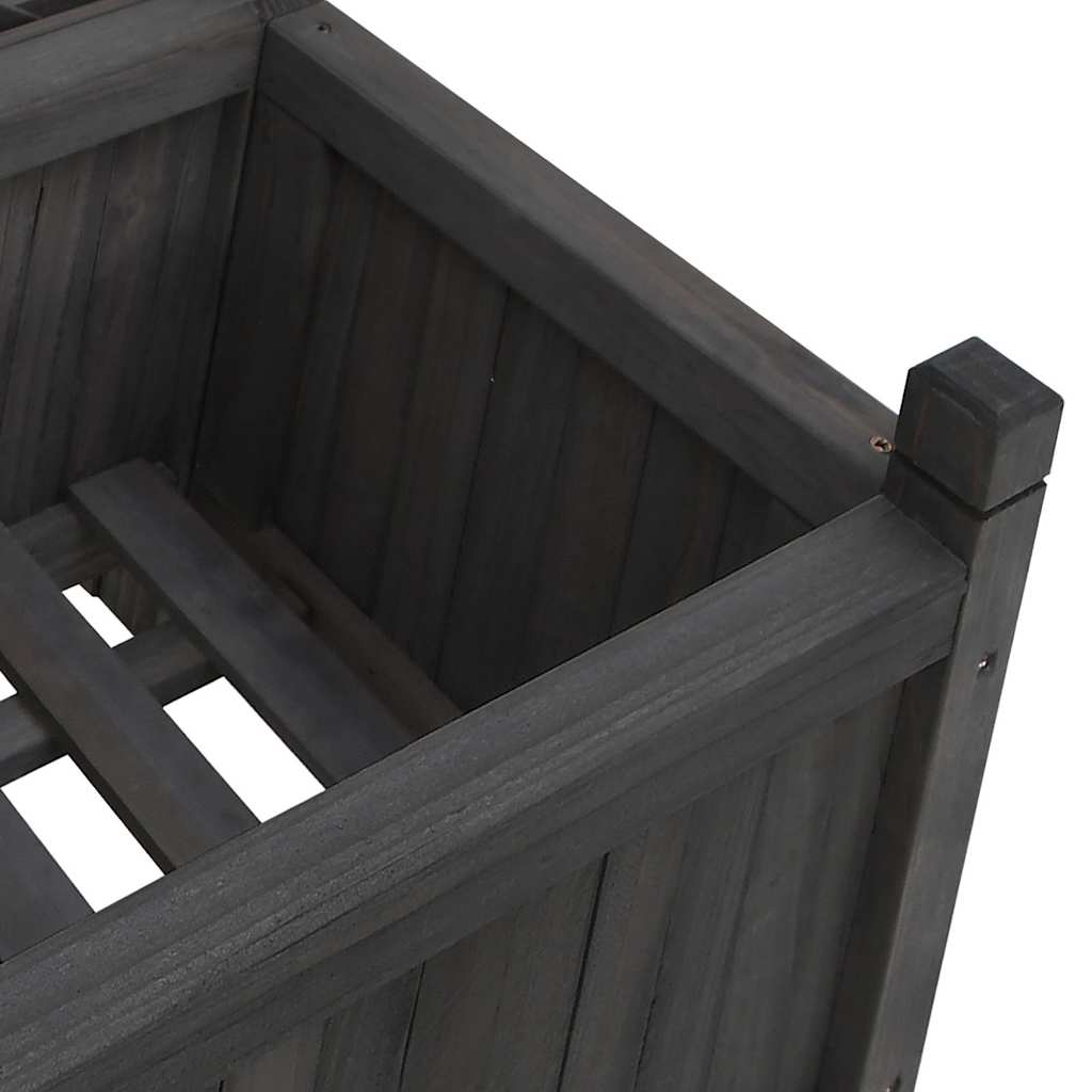 Planter with Trellis Black 90x35x180 cm Solid Wood Fir