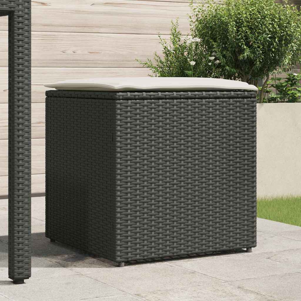 Cushion Box with Storage Black 50 x 50 x 50 cm Poly Rattan