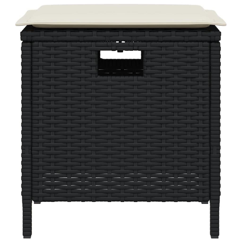 5 Piece Garden Dining Set with Cushions Black Poly Rattan