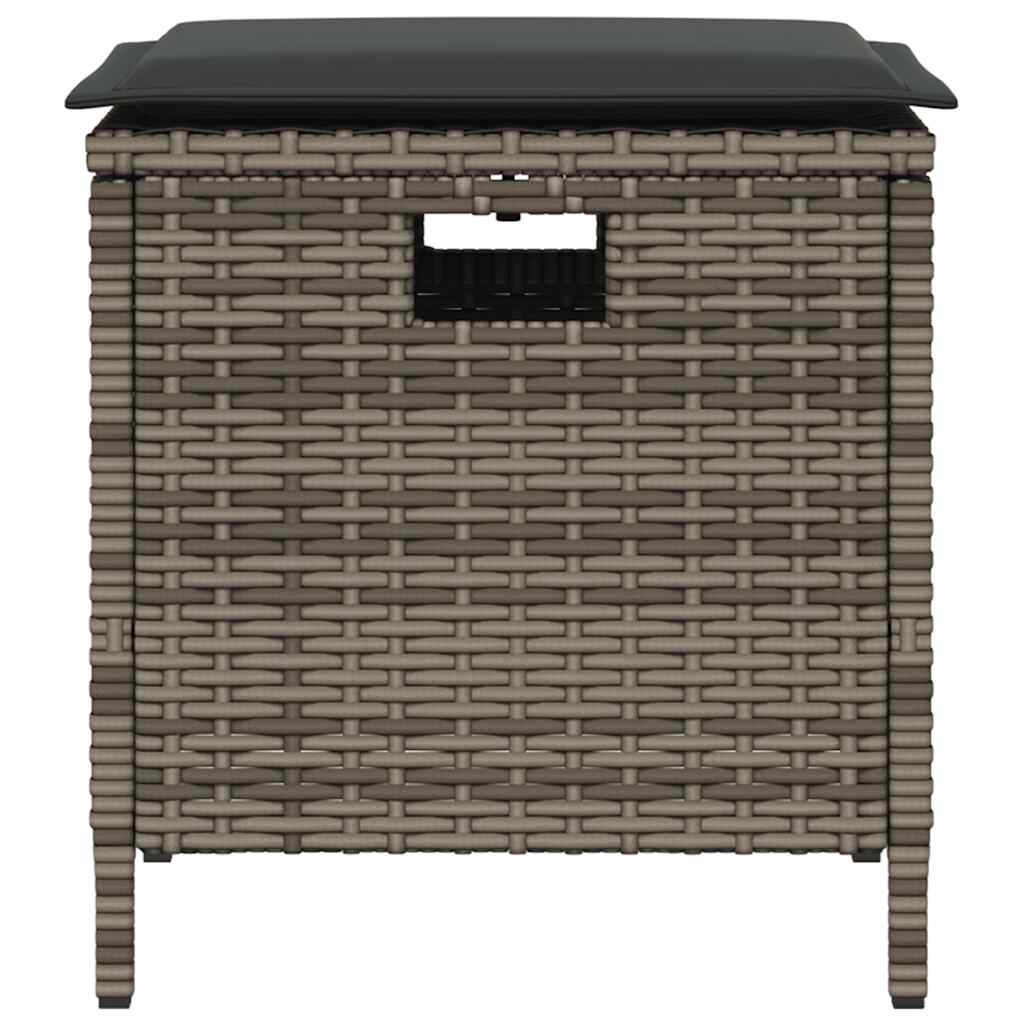 5 Piece Garden Dining Set with Cushions Grey Poly Rattan