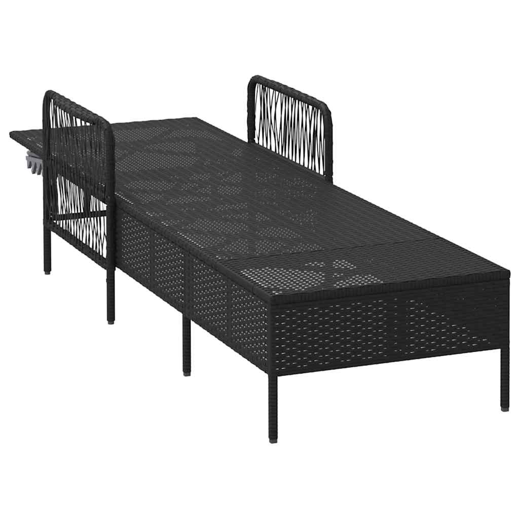Sun Lounger Poly Rattan Black and Cream White