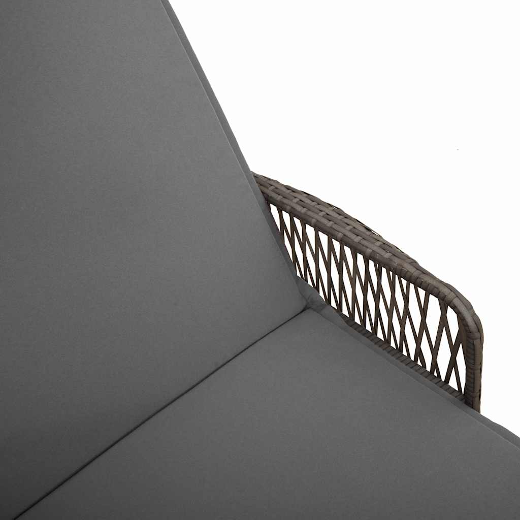 Sun Lounger Grey and Dark Grey 55 x 200 x 92 cm Poly Rattan