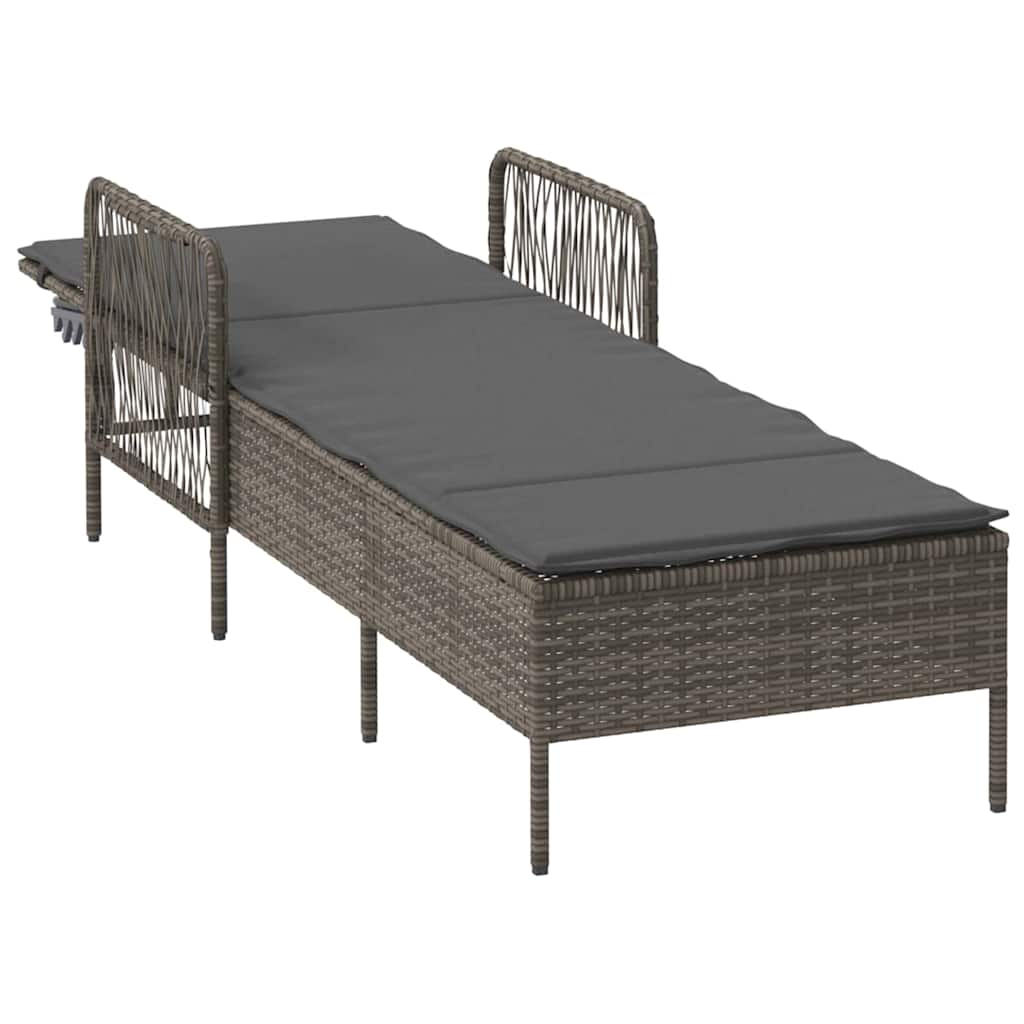 Sun Lounger Grey and Dark Grey 200 x 55 x 92 cm Poly Rattan