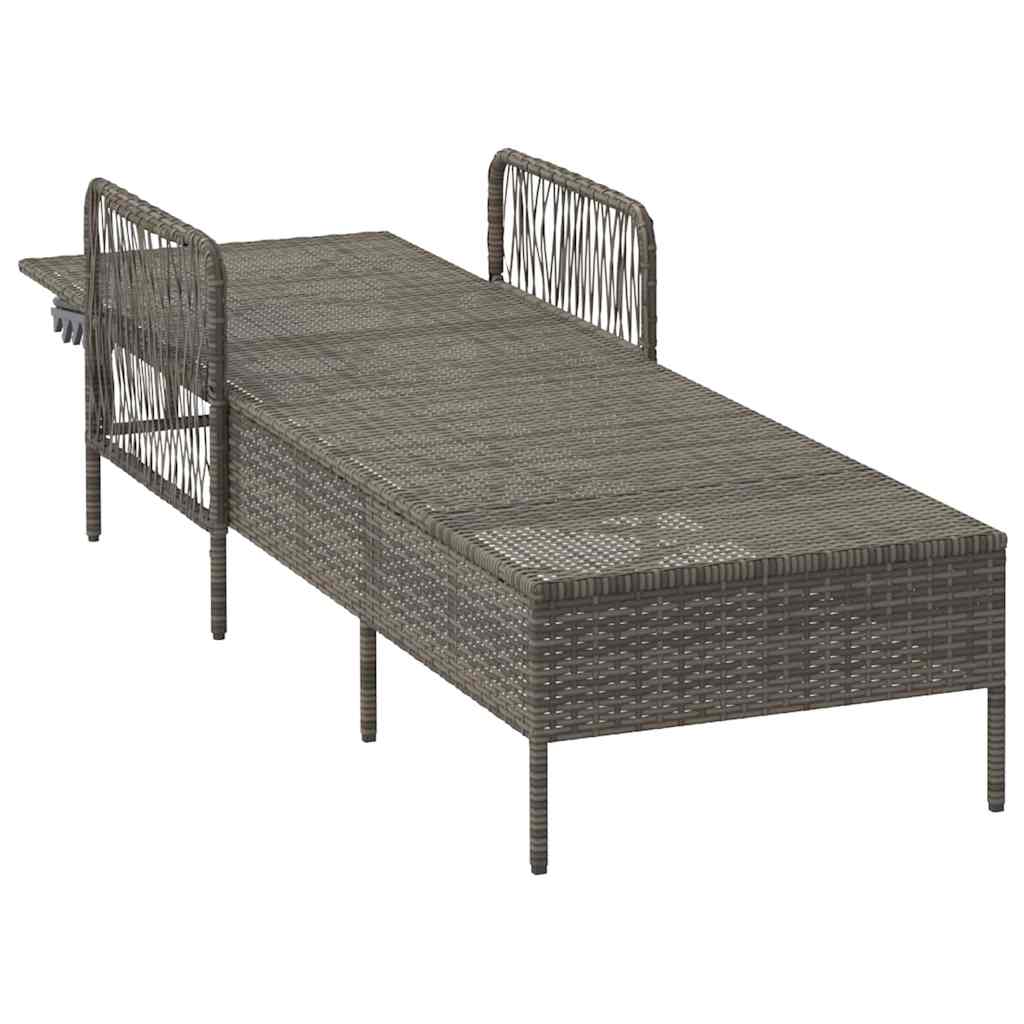 Sun Lounger Grey and Dark Grey 200 x 55 x 92 cm Poly Rattan