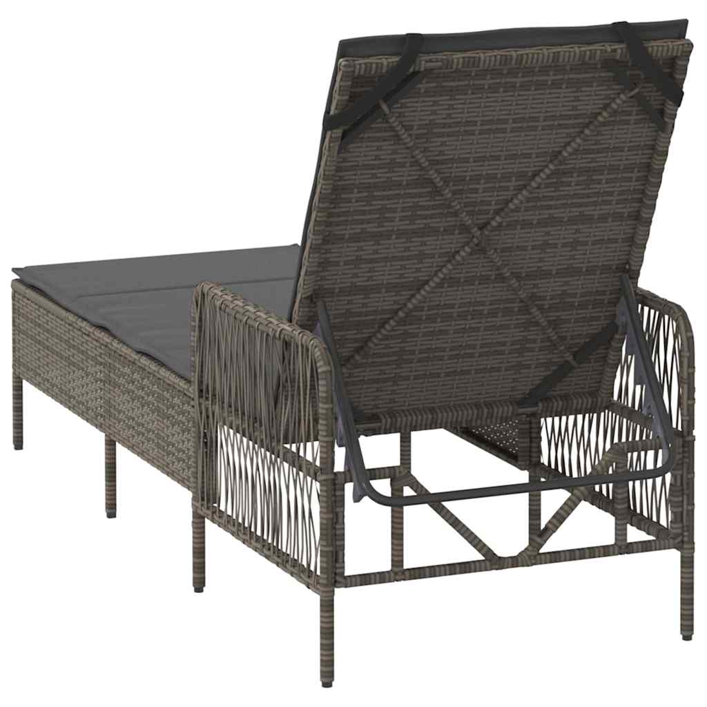 Sun Lounger Grey and Dark Grey 200 x 55 x 92 cm Poly Rattan