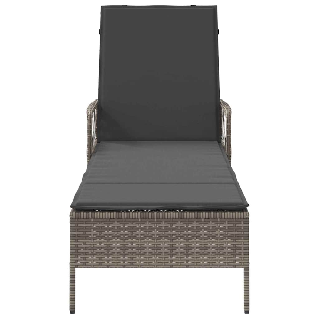 Sun Lounger Grey and Dark Grey 200 x 55 x 92 cm Poly Rattan