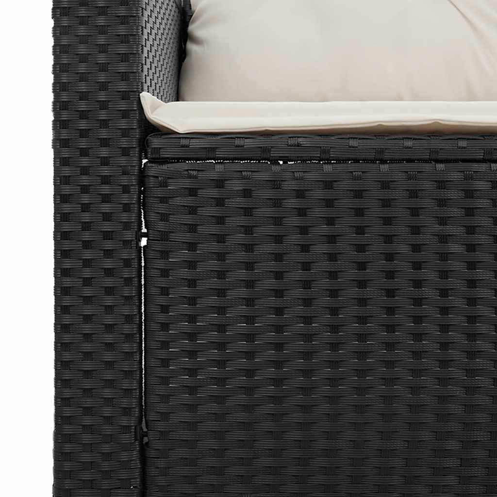 3 Piece Garden Sofa Set with Cushions Black Poly Rattan