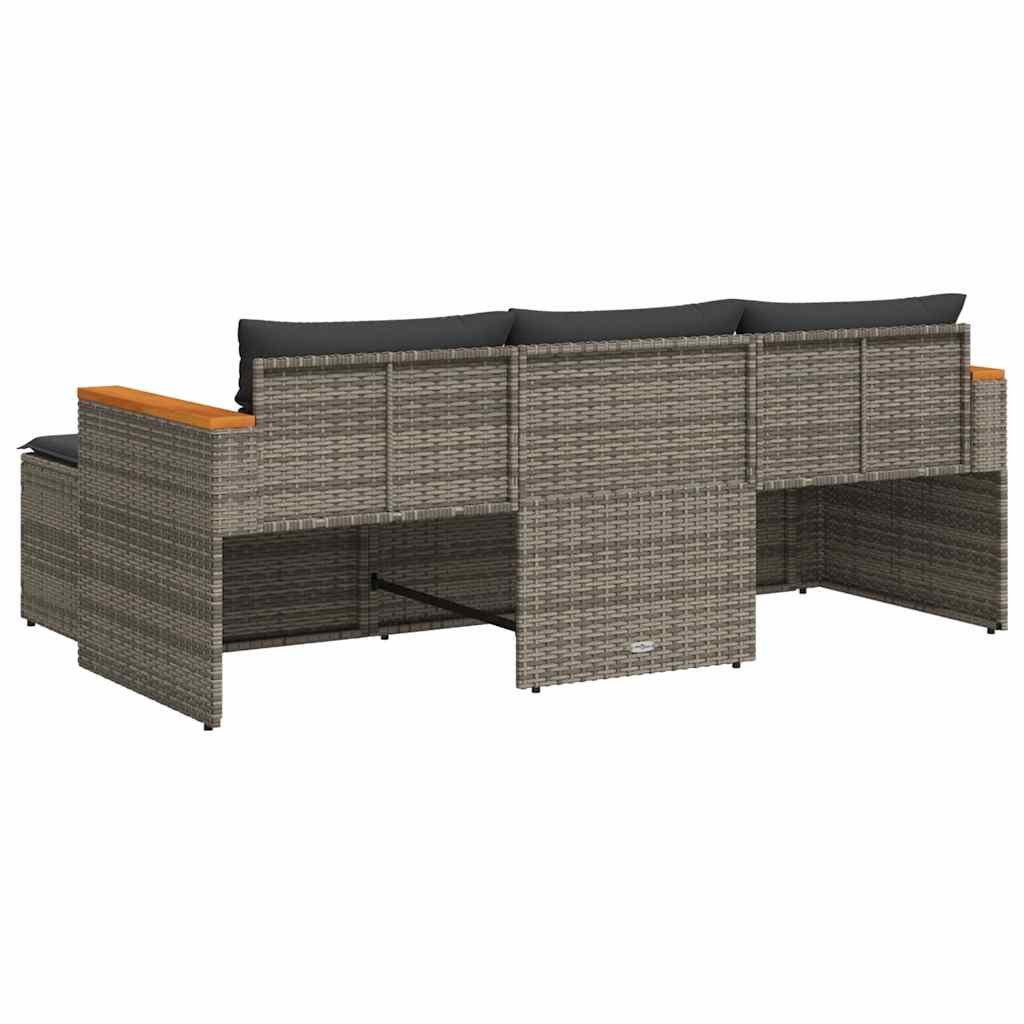 3 Piece Garden Sofa Set with Cushions Grey Poly Rattan