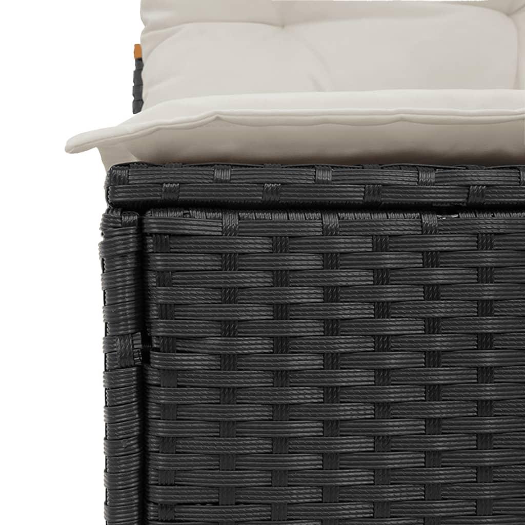 Garden Sofas Armless with Cushions 2 pcs Black Poly Rattan