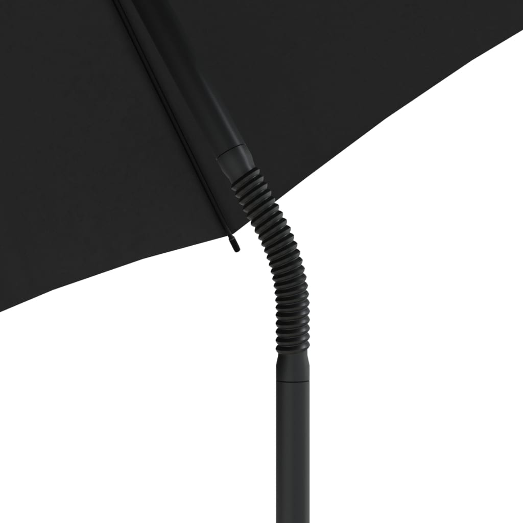 Garden Sofa 2-Seater with Parasol and Stools Black Poly Rattan