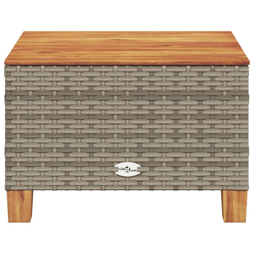 Garden Table Grey 55x55x36 cm Poly Rattan Acacia Wood