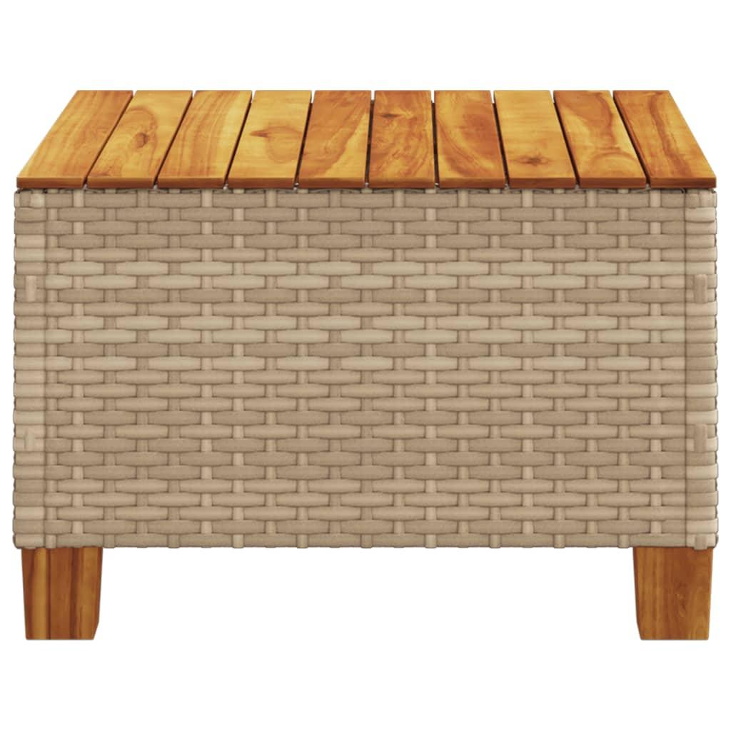 Garden Table Beige 55x55x36 cm Poly Rattan Acacia Wood