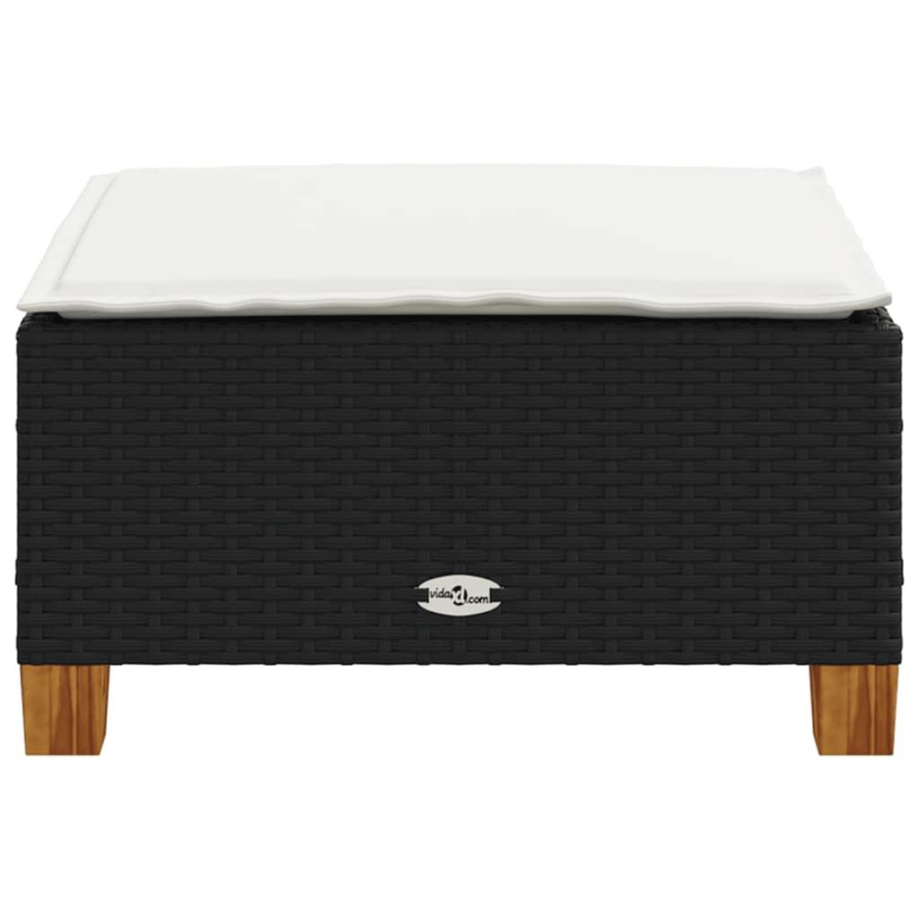 Garden Stool with Cushion Black 63.5x56x32 cm Poly Rattan