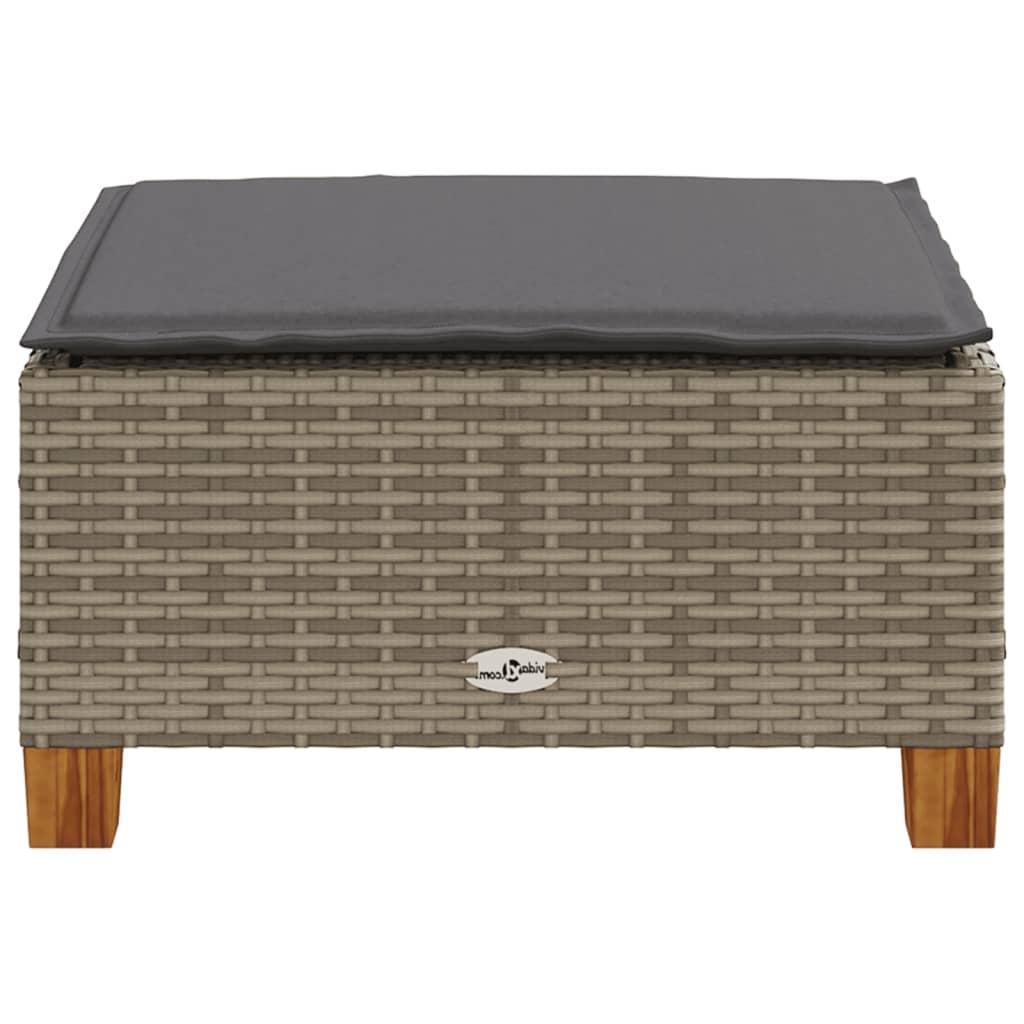 Garden Stool with Cushion Grey 63.5x56x32 cm Poly Rattan