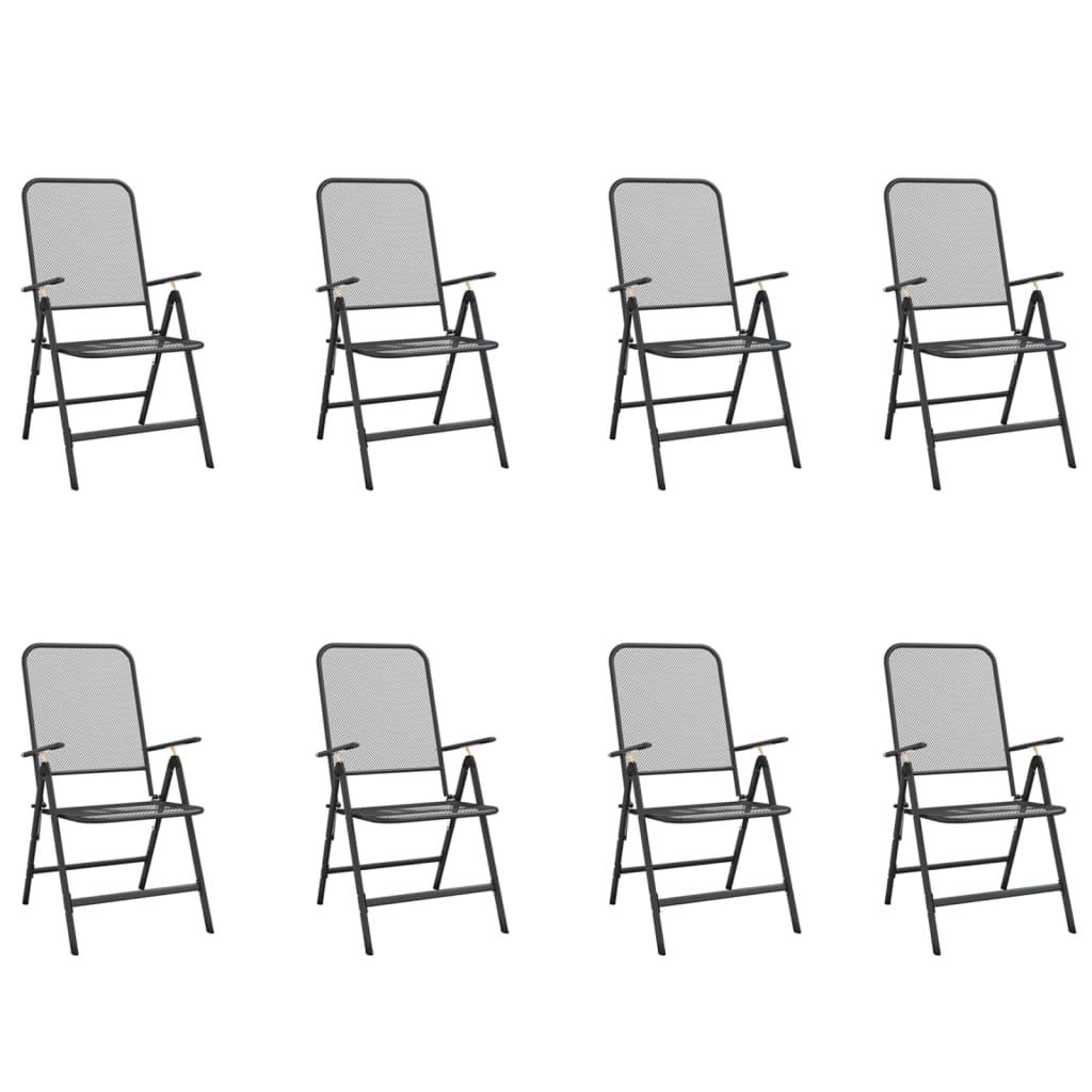 9 Piece Garden Dining Set Anthracite Metal Mesh