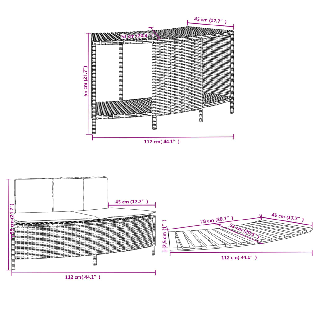 Hot Tub Surround Black Poly Rattan and Solid Wood Acacia