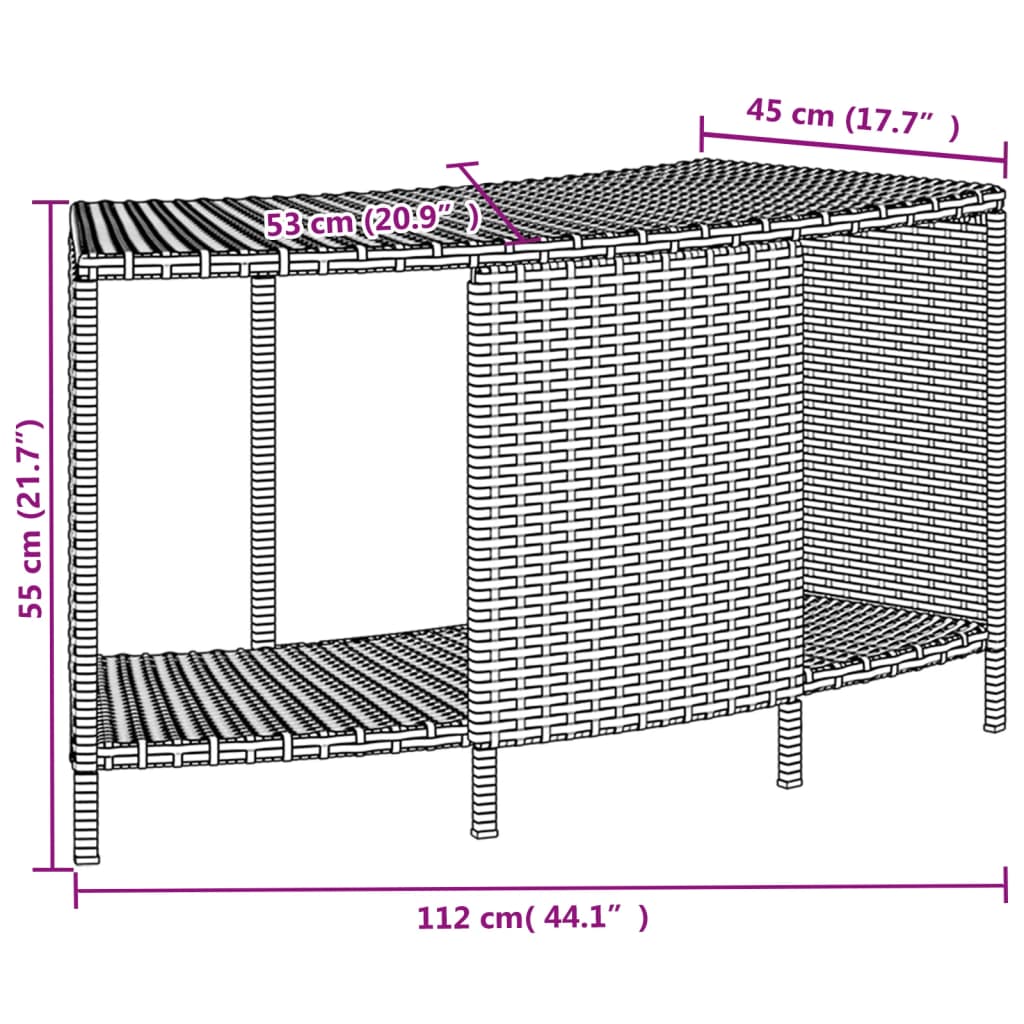 Storage Shelves for Hot Tub 2 pcs Grey Poly Rattan