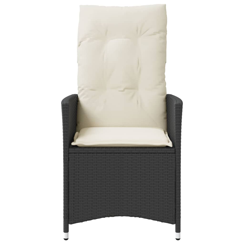 Reclining Garden Chairs 2 pcs with Cushions Black Poly Rattan