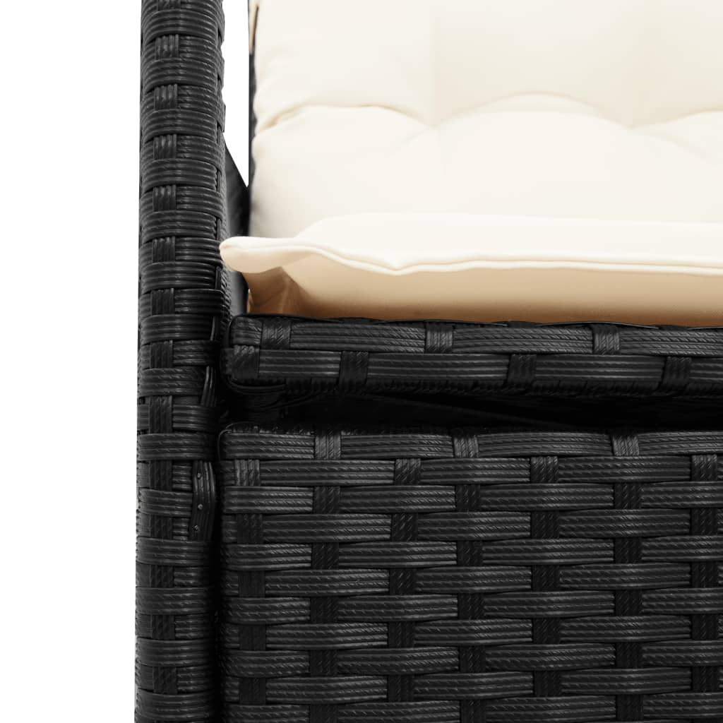 Reclining Garden Chairs 2 pcs with Cushions Black Poly Rattan