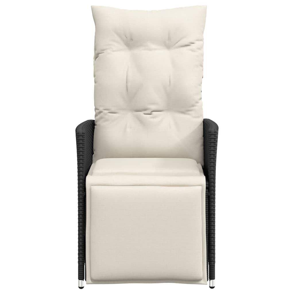Reclining Garden Chairs 2 pcs with Cushions Black Poly Rattan