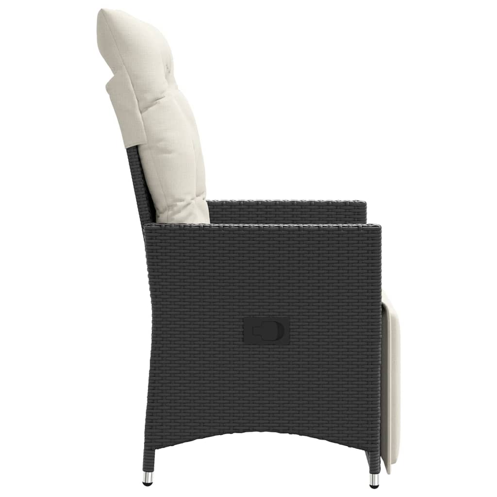 Reclining Garden Chairs 2 pcs with Cushions Black Poly Rattan