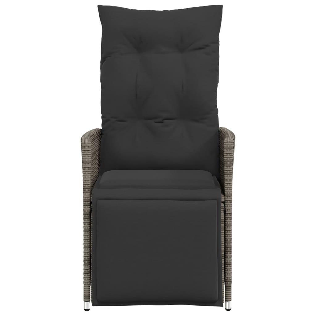 Reclining Garden Chairs 2 pcs with Cushions Grey Poly Rattan