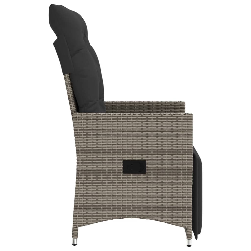 Reclining Garden Chairs 2 pcs with Cushions Grey Poly Rattan