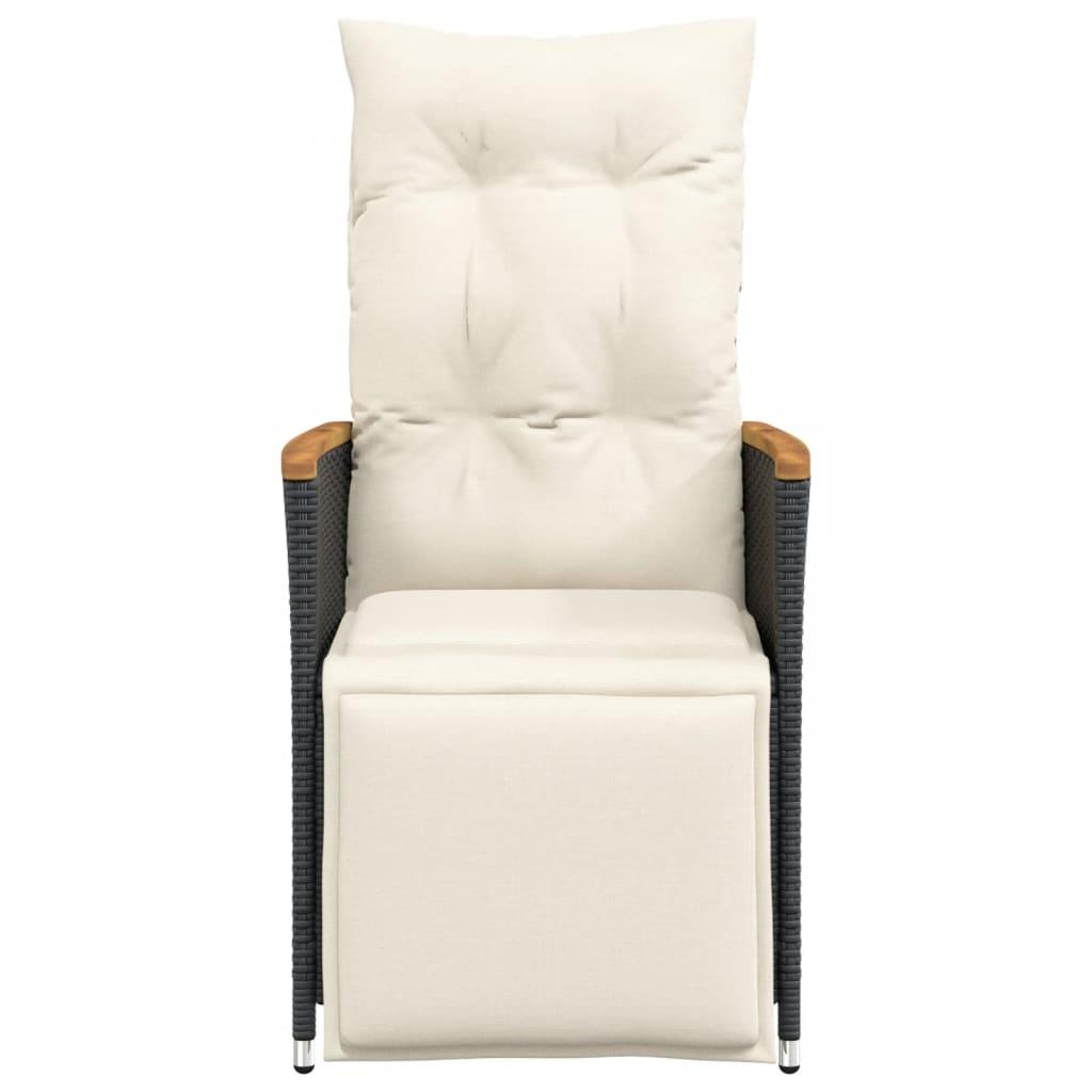 Reclining Garden Chairs 2 pcs with Cushions Black Poly Rattan