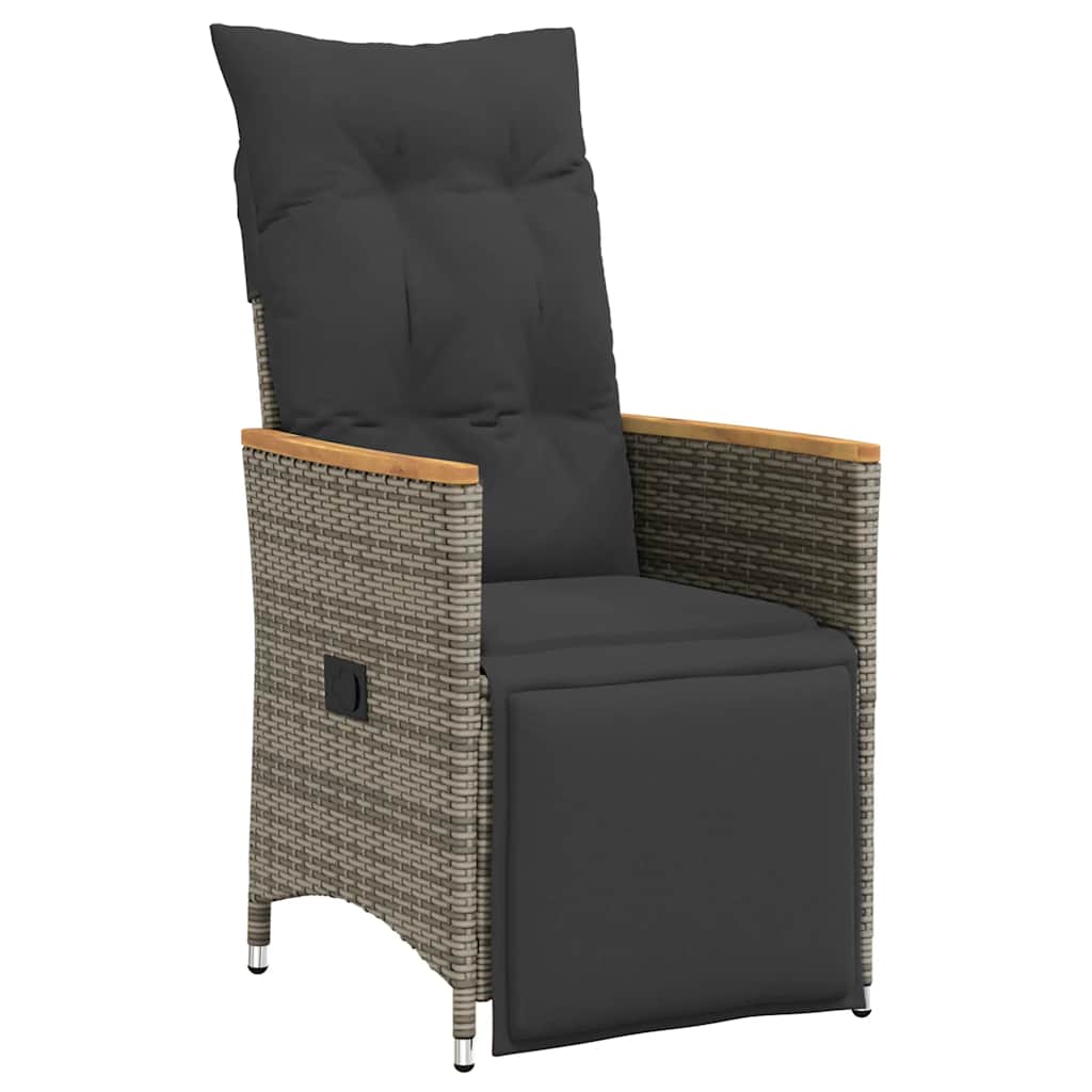 Reclining Garden Chairs 2 pcs with Cushions Grey Poly Rattan