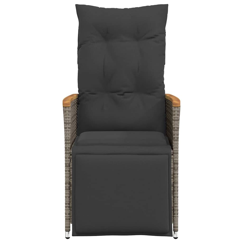 Reclining Garden Chairs 2 pcs with Cushions Grey Poly Rattan
