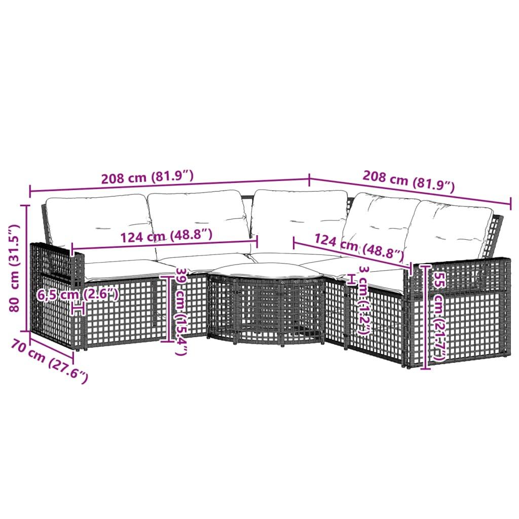 Garden Sofa with Cushions and Footstool L-Shaped Light Grey Poly Rattan