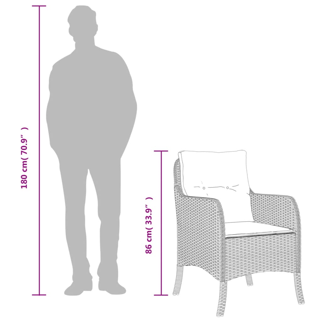 7 Piece Garden Dining Set with Cushions Grey Poly Rattan