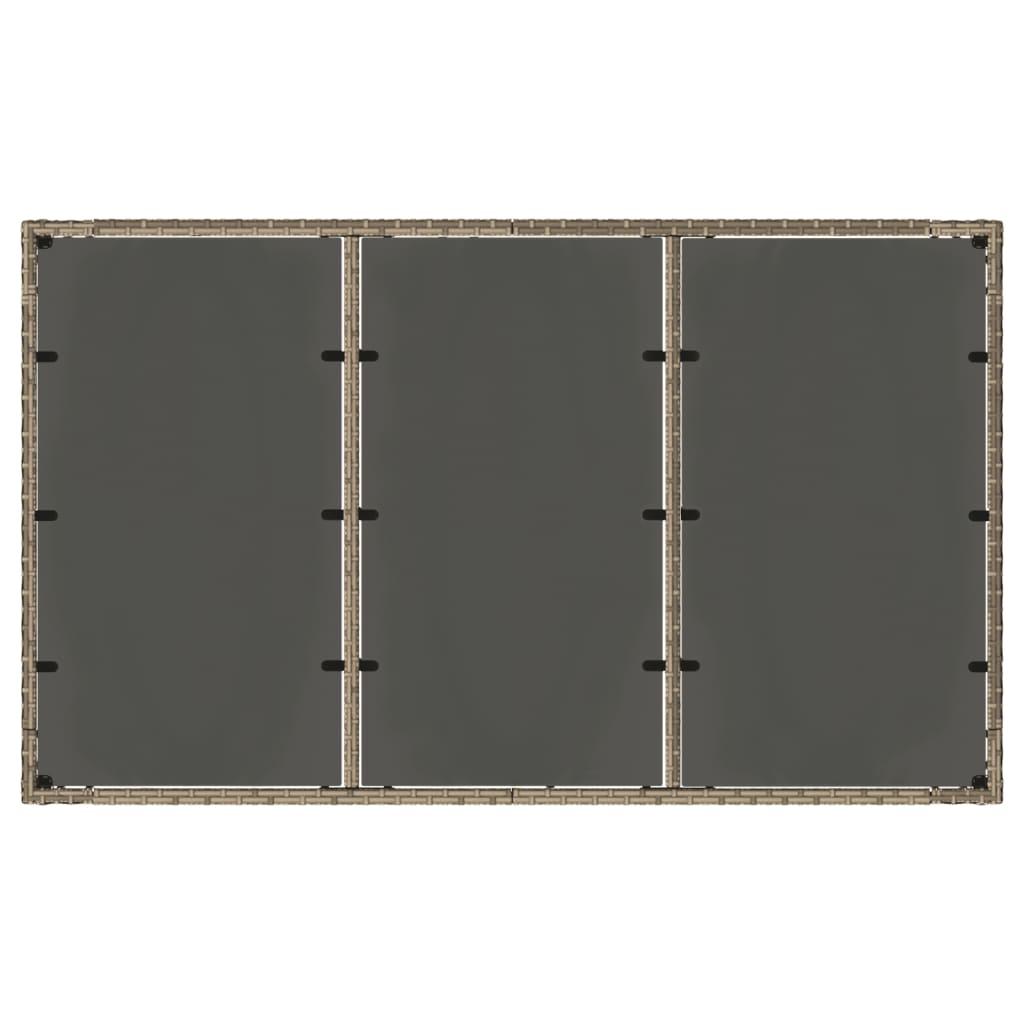 Garden Table with Glass Top Grey 150x90x75 cm Poly Rattan