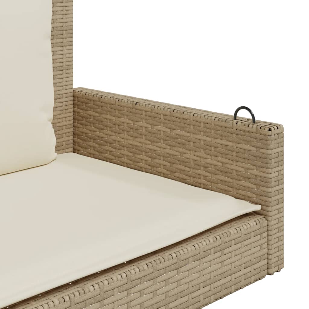 Swing Bench with Cushions Beige 119x56x48 cm Poly Rattan