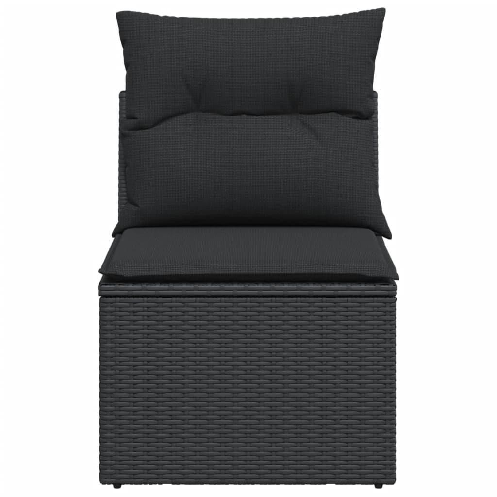 Garden Sofa Armless with Cushions Black Poly Rattan