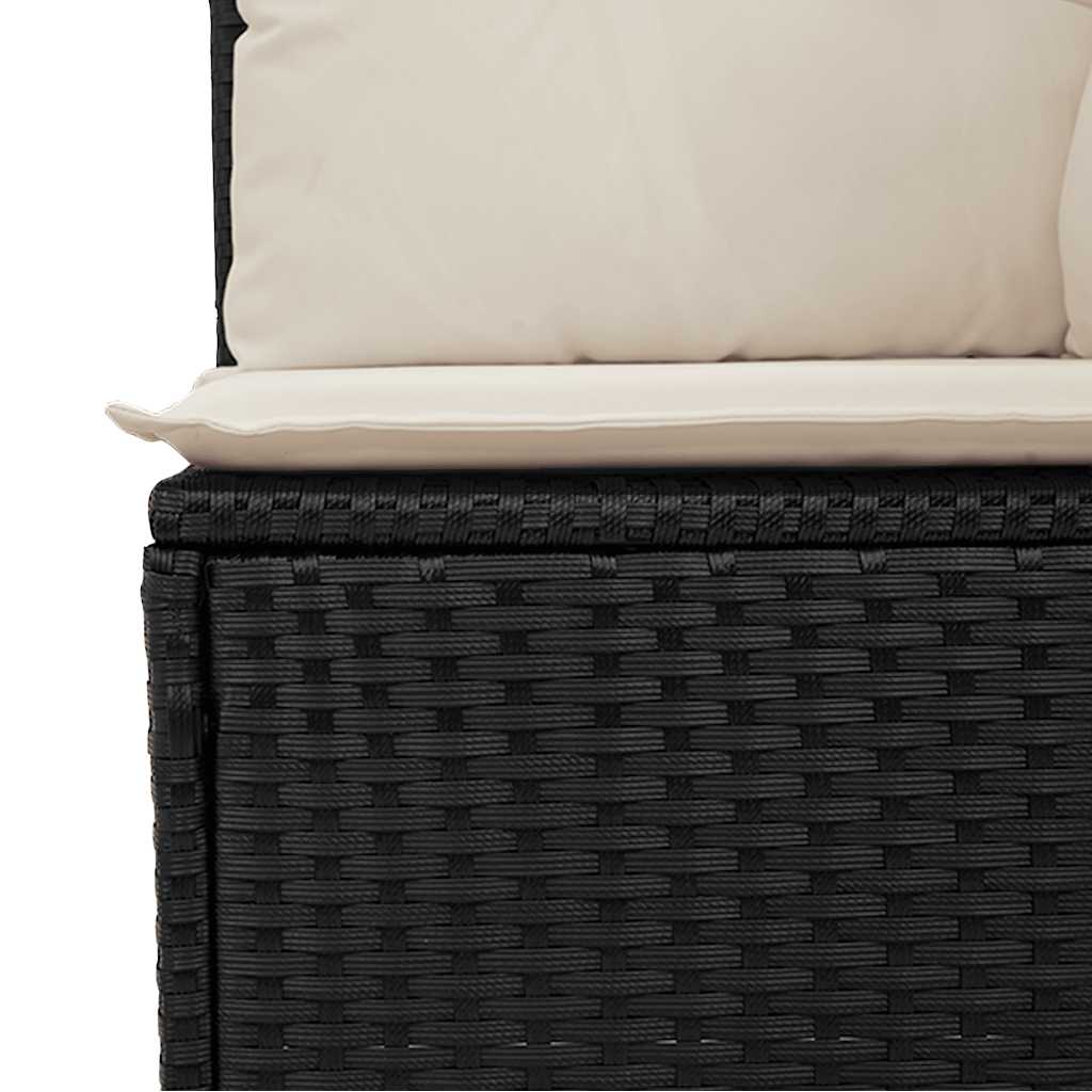 Garden Sofa with Cushions 4-Seater Black Poly Rattan