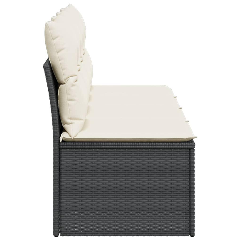 Garden Sofa with Cushions 4-Seater Black Poly Rattan