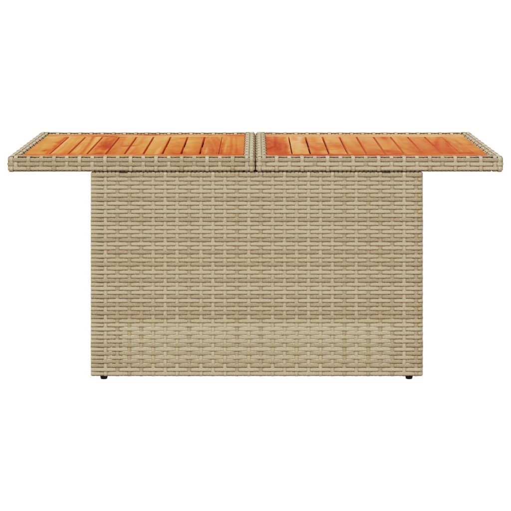 Garden Table Beige 100x55x73 cm Poly Rattan and Acacia Wood
