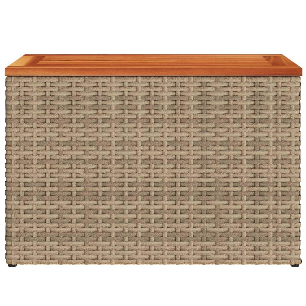Garden Side Tables 2 pcs Beige 55x34x37cm Poly Rattan Solid Wood
