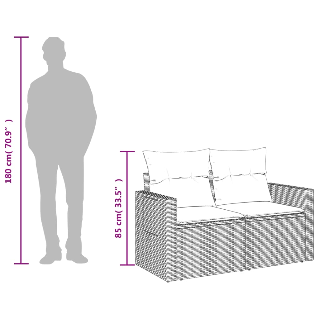 Garden Sofa with Cushions 2-Seater Beige Poly Rattan