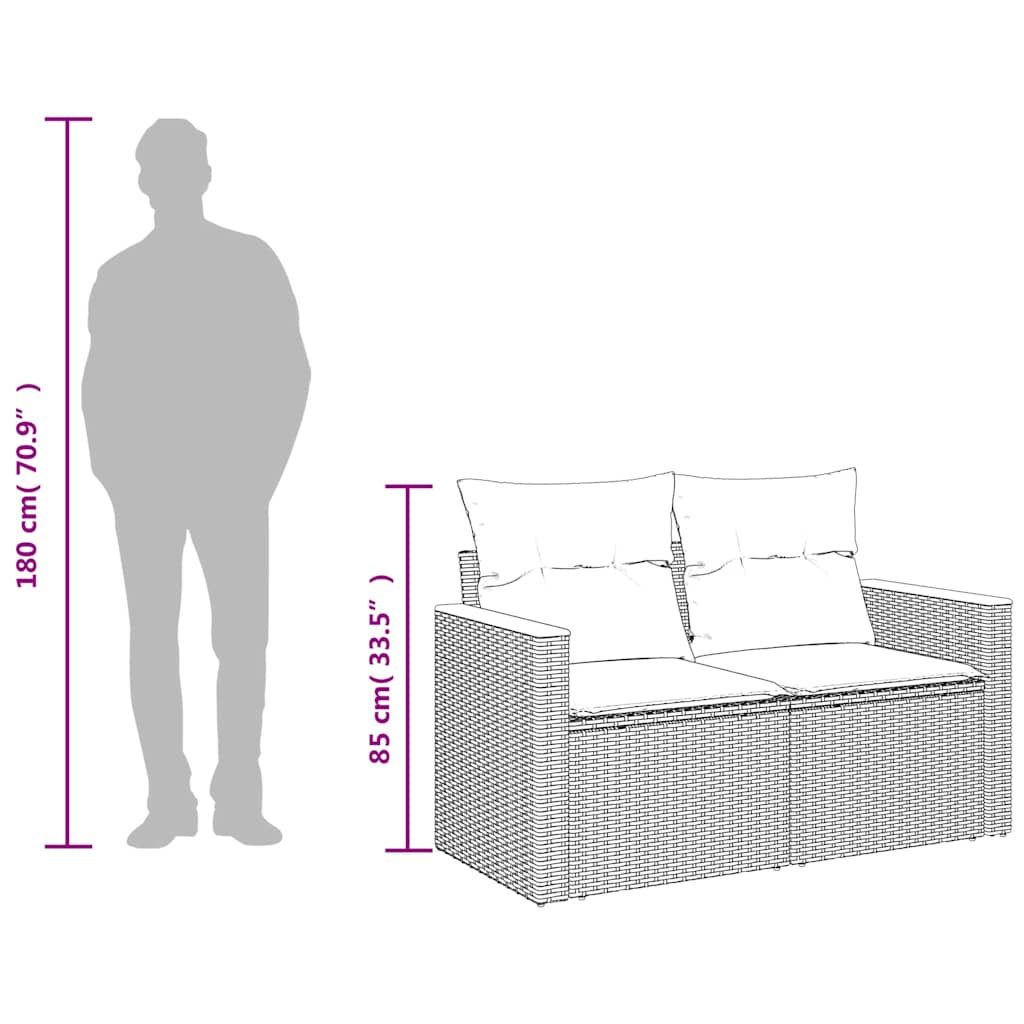 Garden Sofa with Cushions 2-Seater Beige Poly Rattan