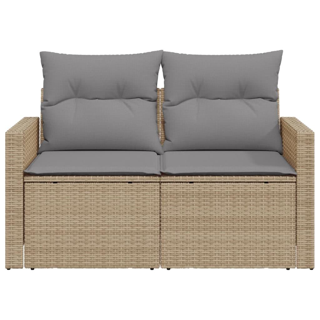 Garden Sofa with Cushions 2-Seater Beige Poly Rattan