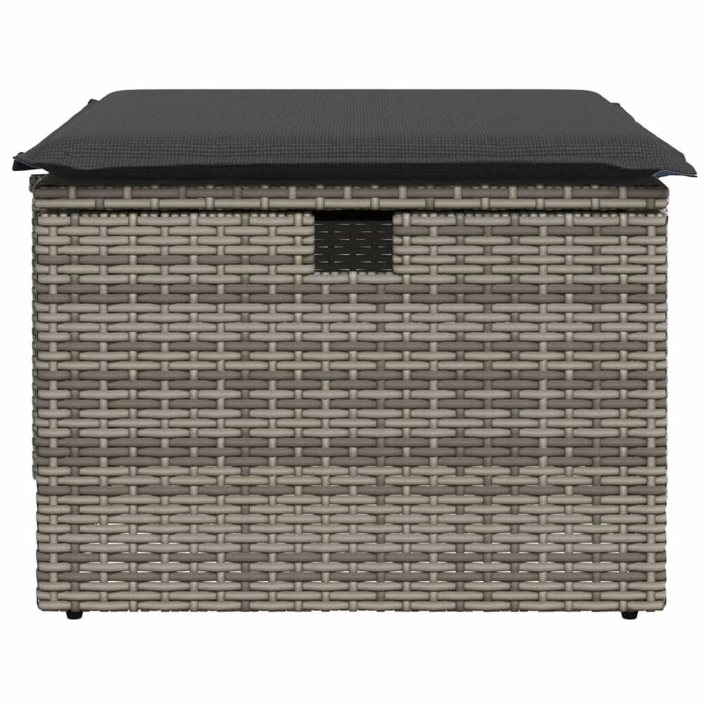 Garden Stool with Cushion Grey 55x55x37 cm Poly Rattan